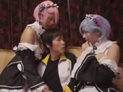 動漫宅發情姊妹花阿部乃美紅＆麻里梨夏和一男性愛